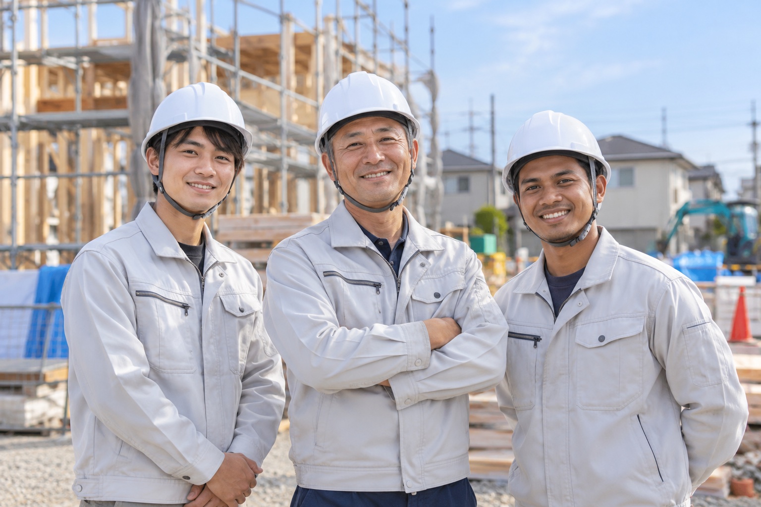 建設現場を支える事業者と若手のチームのイメージ