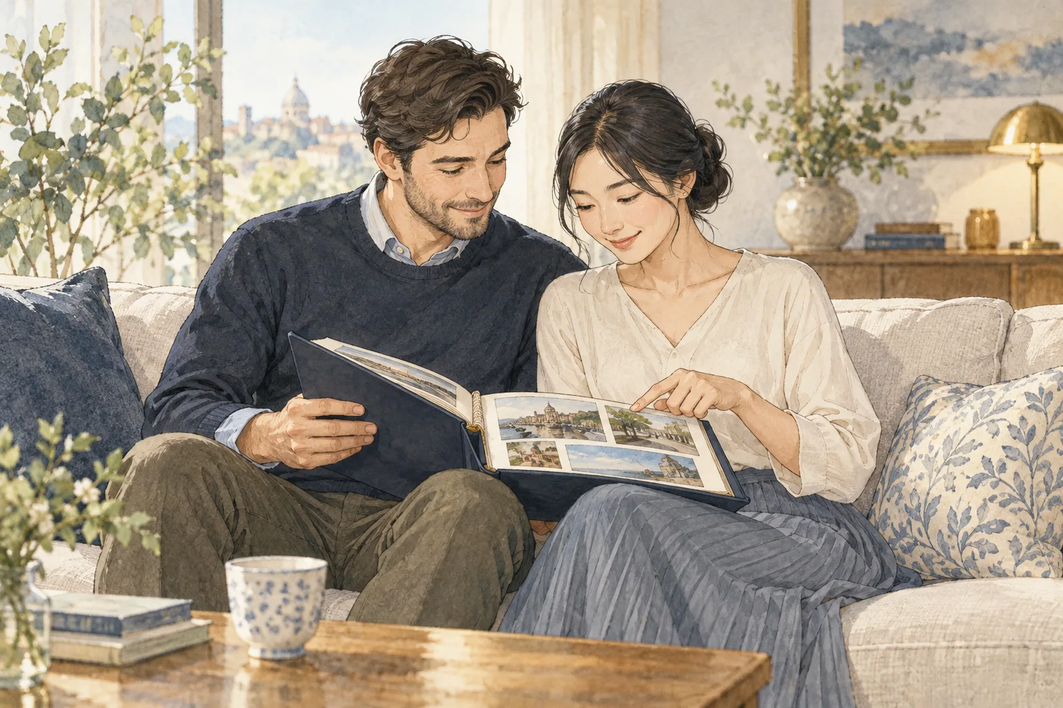 ふたりの思い出を振り返る様子