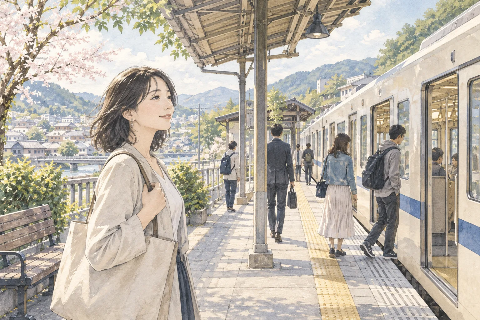 電車を利用してお出かけする様子