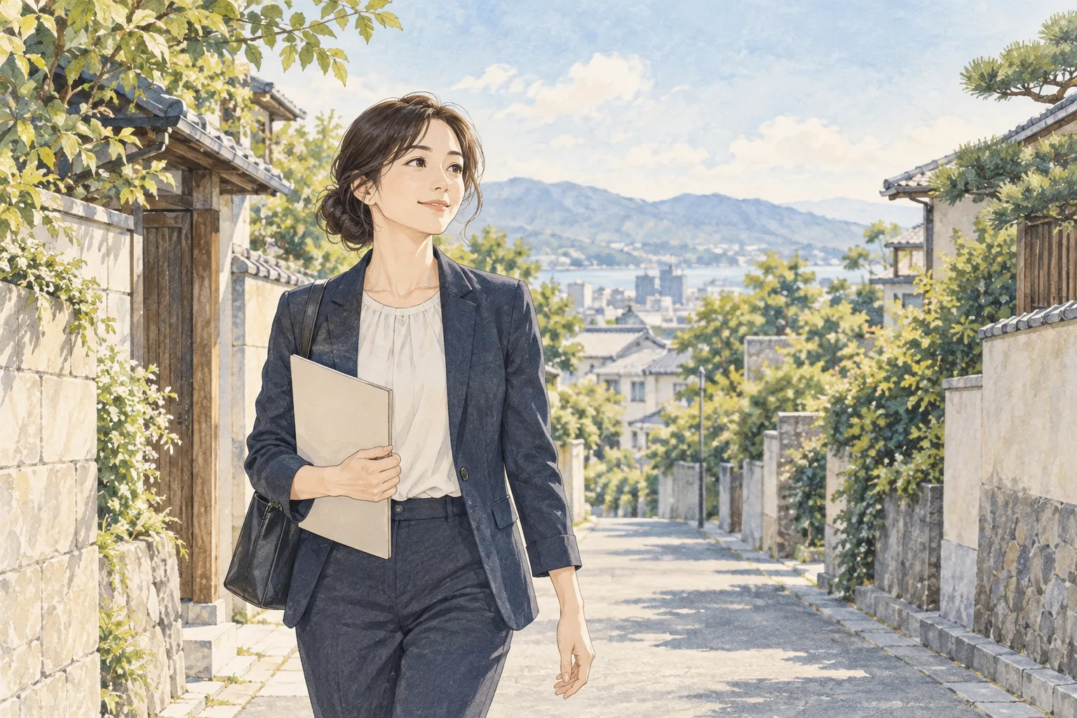道順を確認しながら歩く様子
