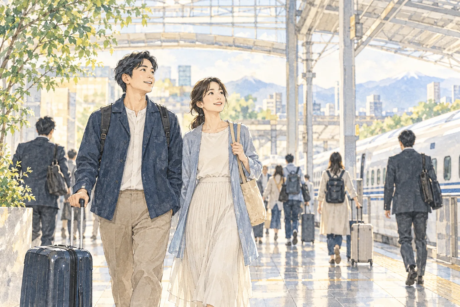 電車を利用してお出かけする様子