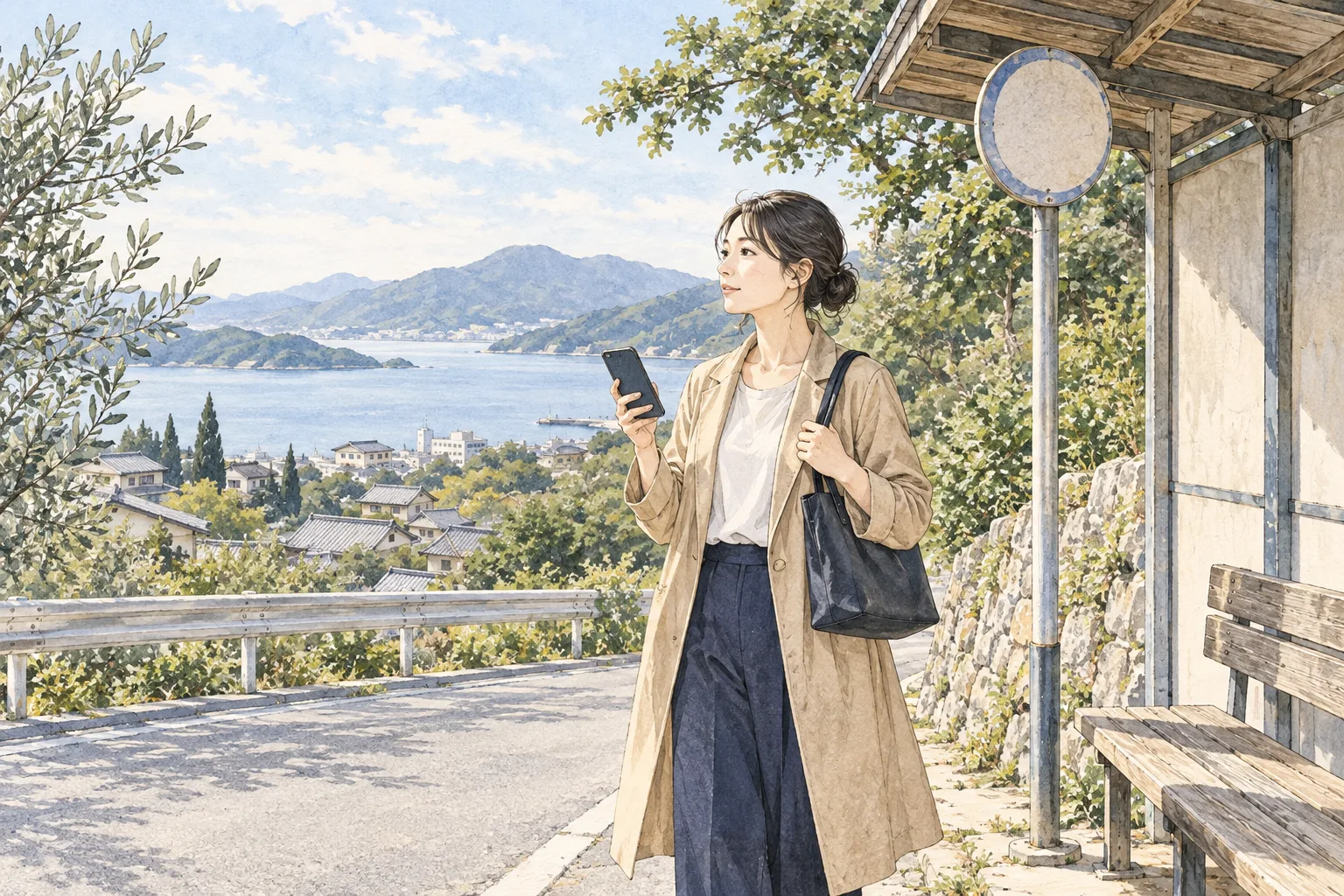 道順を確認しながら歩く様子
