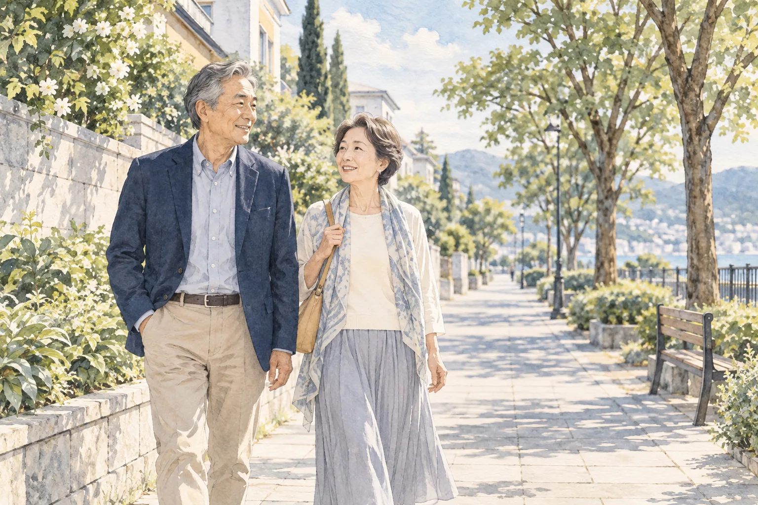 道順を確認しながら歩く様子