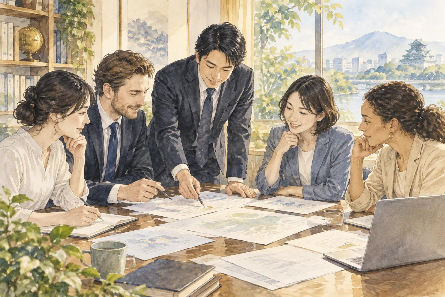 支援計画をチームで検討する様子